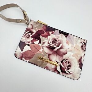 Betsey Johnson Rose Gold floral wristlet Phone Case Clutch wallet Coin Purse